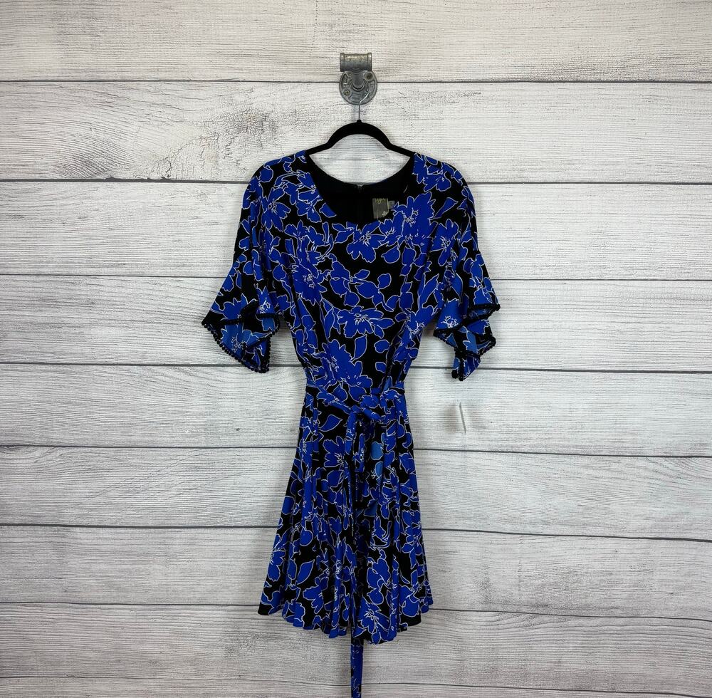 Taylor Women's Blue & Black Floral Short Sleeve Dress Size 10